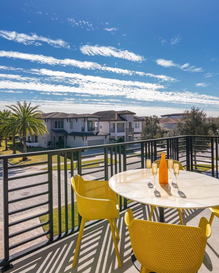Sunny balcony view at Bear’s Den at Reunion Resort.