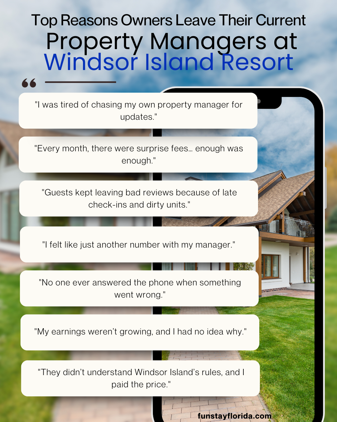 Top Reasons Owners Leave Their Current Property Managers at Windsor Island Resort