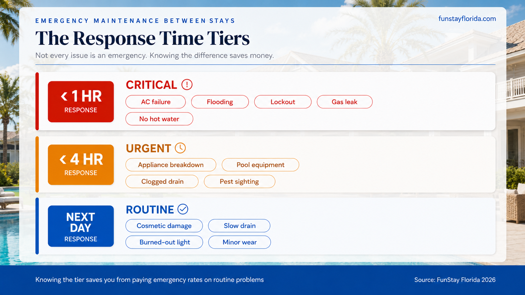 Emergency maintenance response time tiers