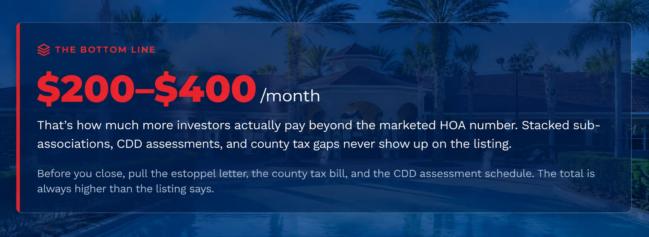 HOA Fees in Davenport FL Resort Communities Bottom Line