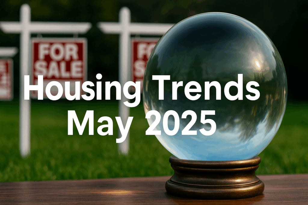 A digital crystal ball glowing above a map of New Jersey, symbolizing predictions for the 2025 housing market