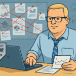 Kevin Hill of NJ House Partners crunching housing and jobs numbers at a desk, glasses and loose tie, with charts and a red string board in the background