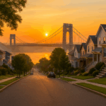 Bergen County Home Sellers Playbook, GWB sunrise neighborhood title graphic.