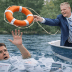 New Jersey real estate professional Kevin Hill throwing a life preserver to a homeowner drowning in mortgage bills and foreclosure notices.