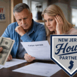 New Jersey homeowners reviewing a cash offer while considering selling their house fast