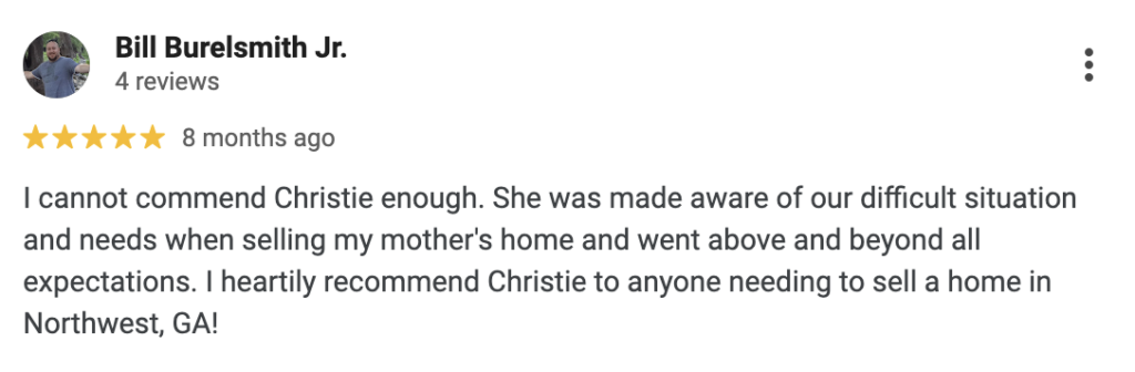 Google review from a satisfied customer in Rome, GA.