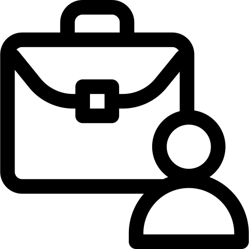 Icon of a person with a briefcase representing relocating for work.