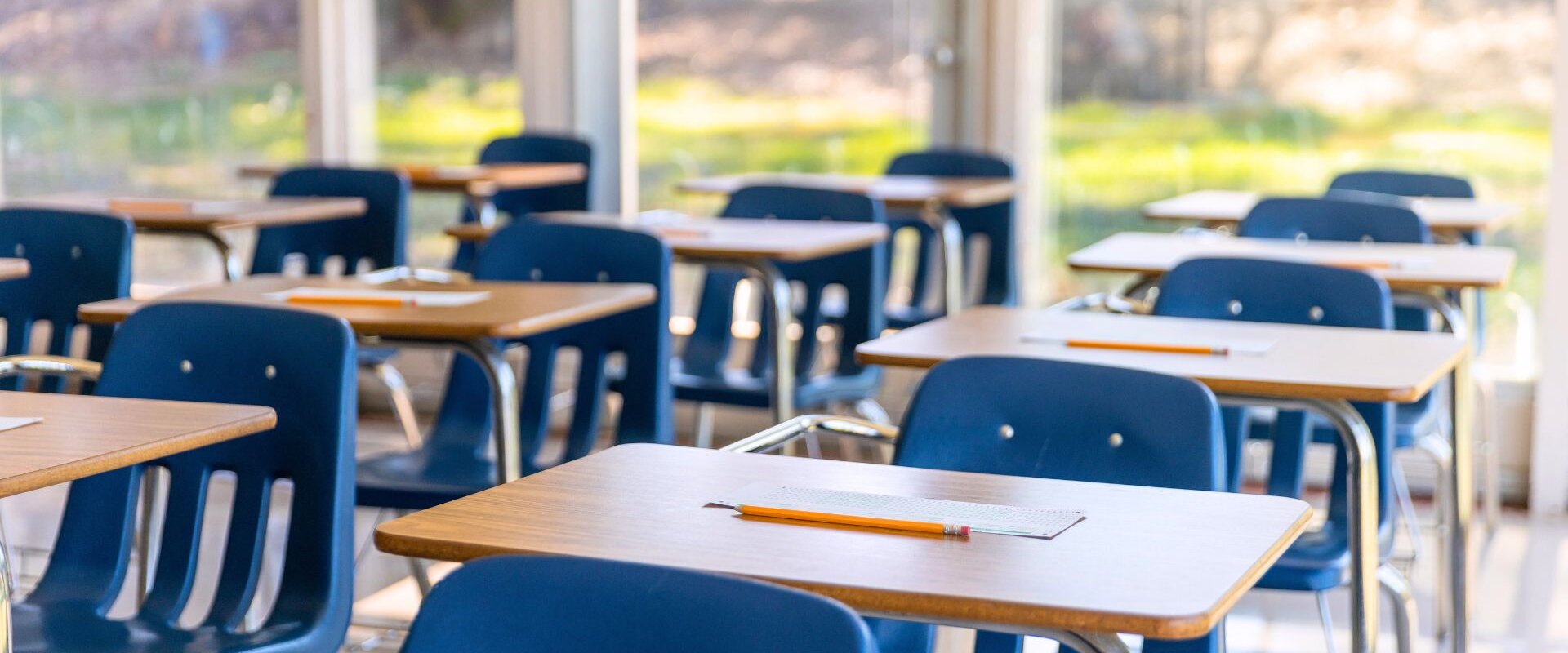 Desks in a school in Floyd County, GA.