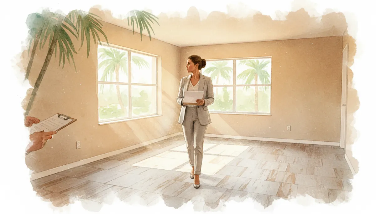 Home-buying specialist doing a quick walkthrough of a South Florida property