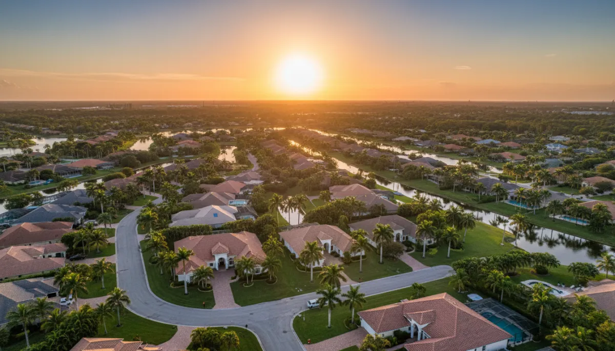 Aerial view of South Florida residential area with homes