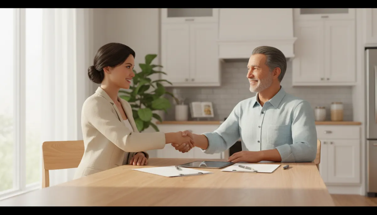 Real estate professional shaking hands with South Florida homeowner