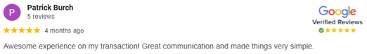 Patricks's Verified 5 Star Review of Snap Sell Homebuyers
