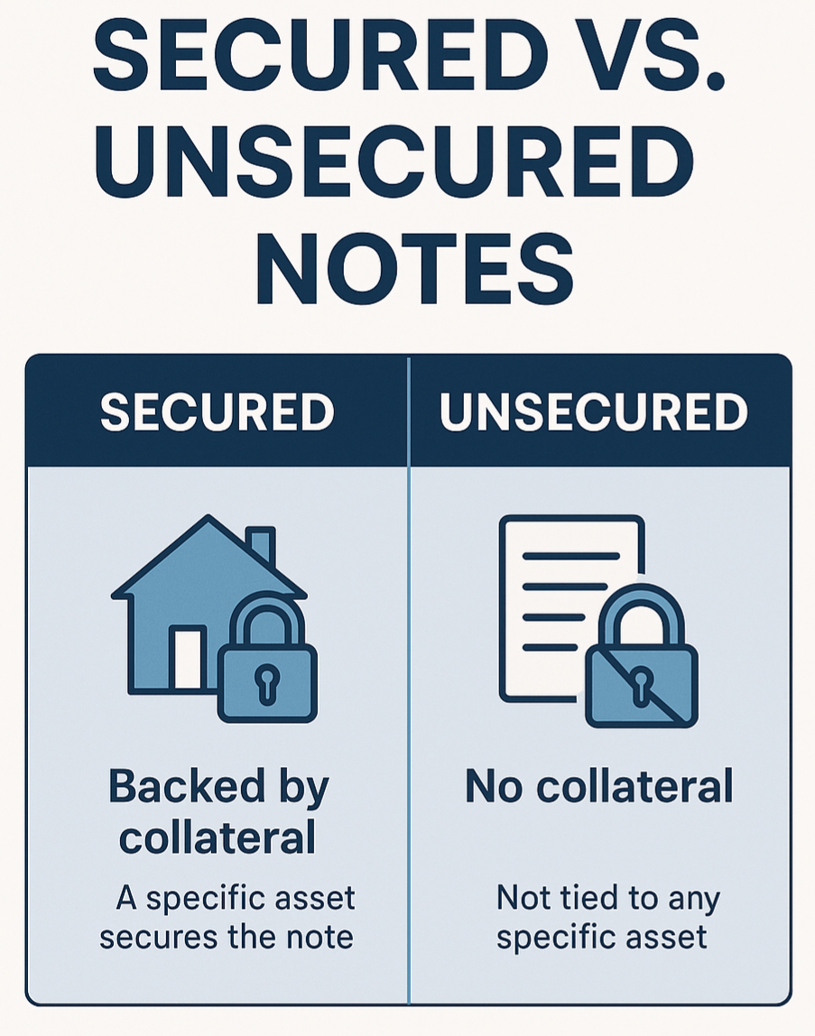 secured vs unsecured notes infographic