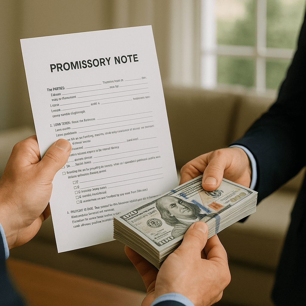 Selling a promissory note to a note broker business for cash