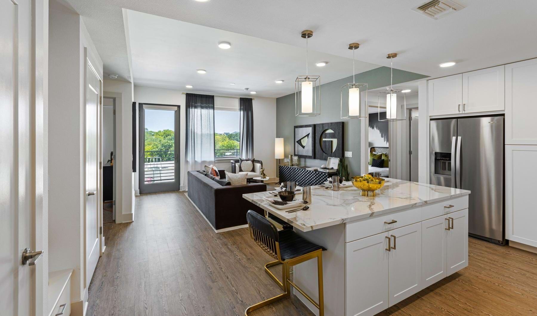 Avenir model unit with balcony view