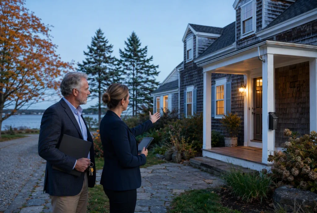 Estate executor outside of inhertied house in Saco Maine
