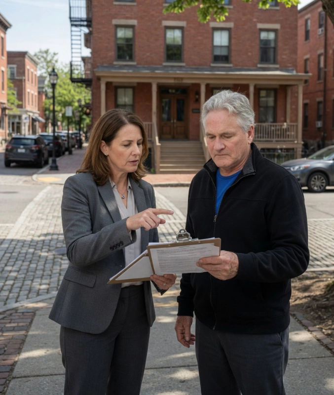 Property investment consultation at a Congress Street property in Portland, Maine