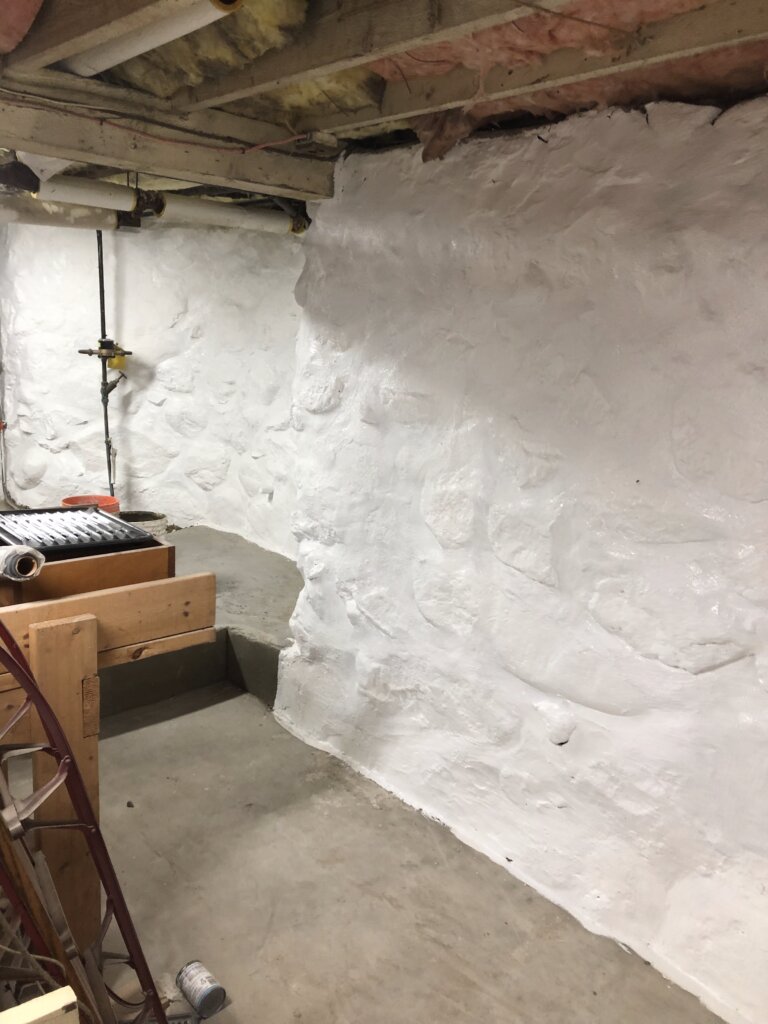 Waterproofed basement in Boston, MA.