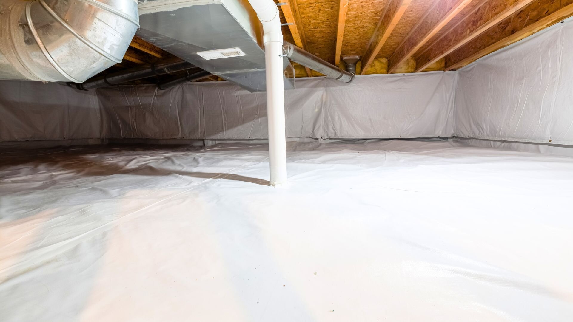 Recently waterproofed crawl space.