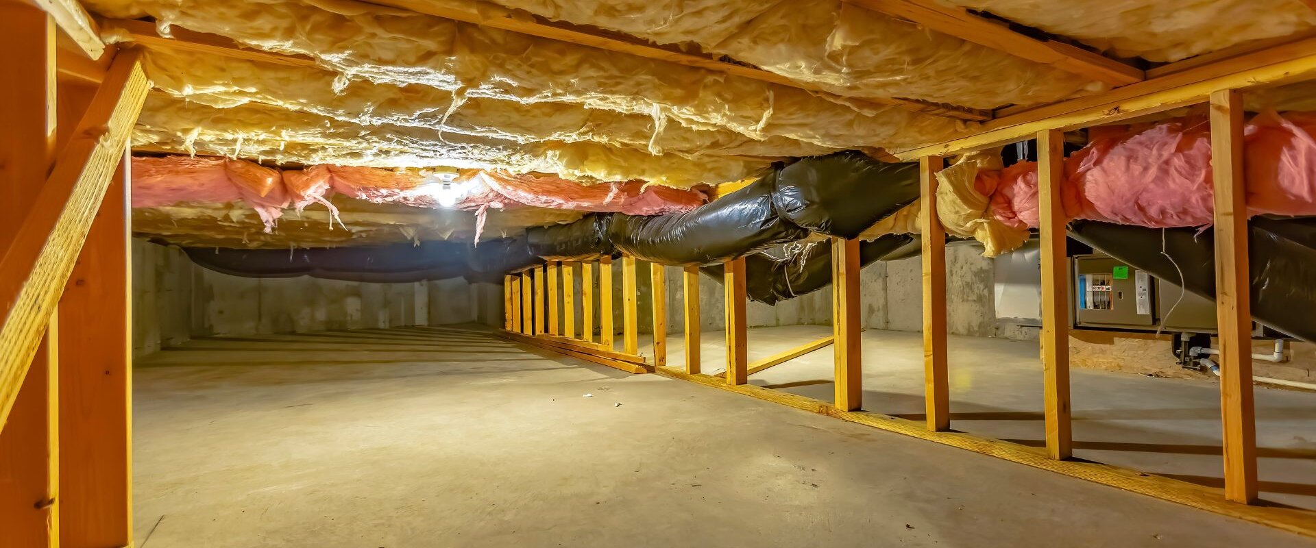 Crawlspace underneath a house in Boston, MA.