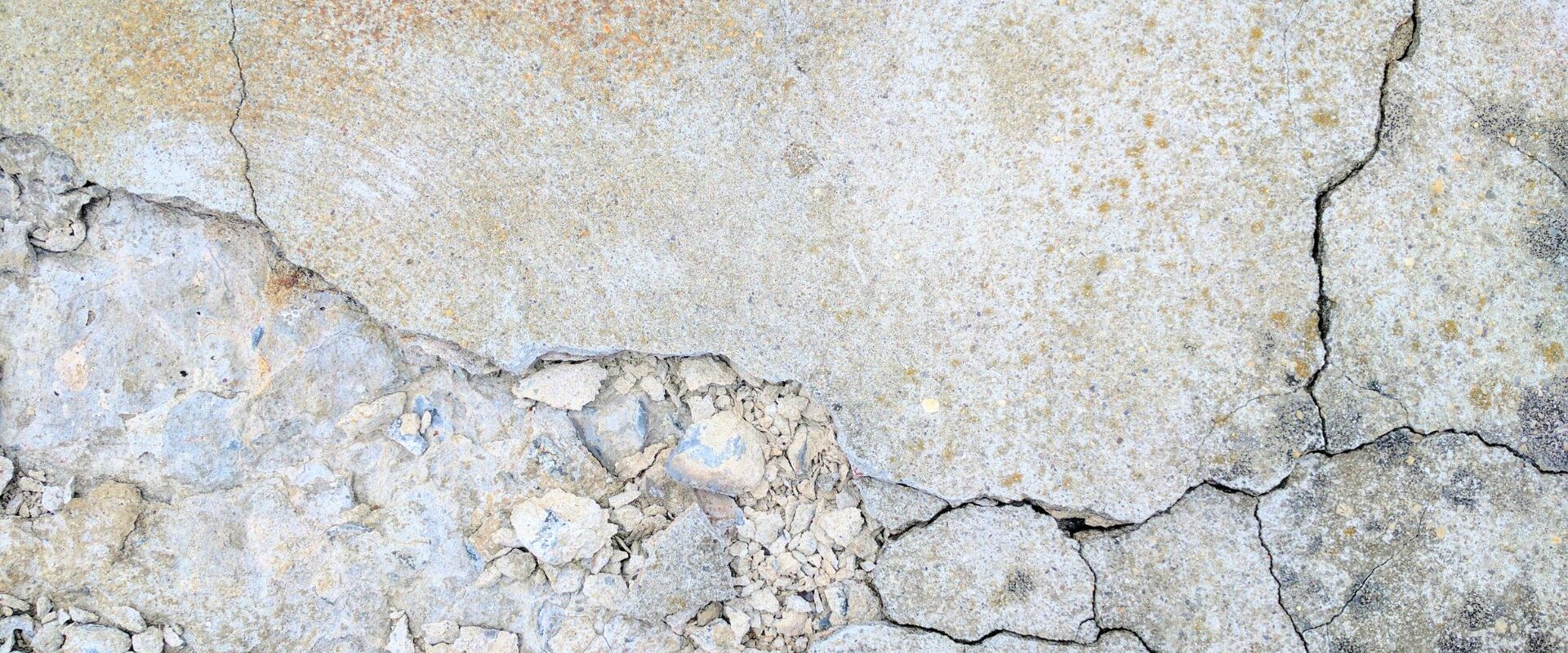 Cracked concrete foundation.