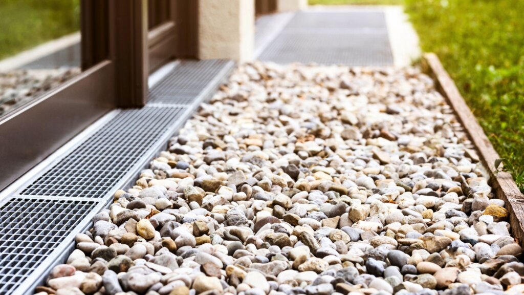 French drain system in backyard in Boston, MA.