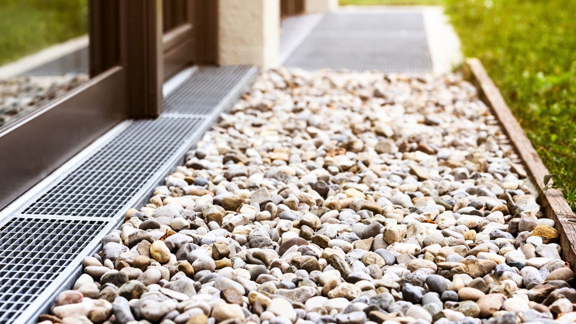 French drain system in backyard in Boston, MA.