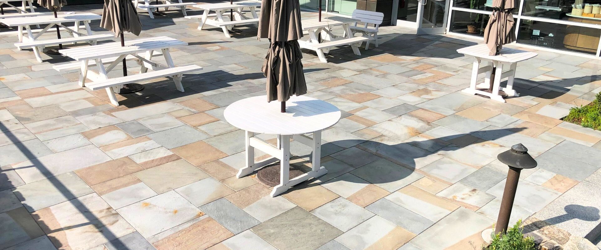 Newly constructed stone patio in Cambridge, MA.