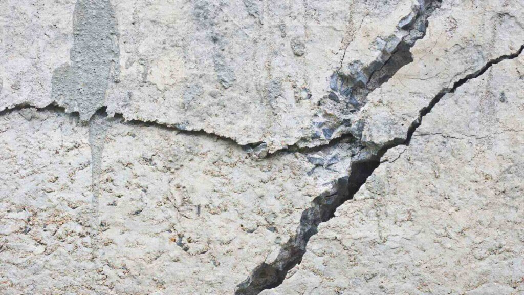 Crack in concrete foundation.