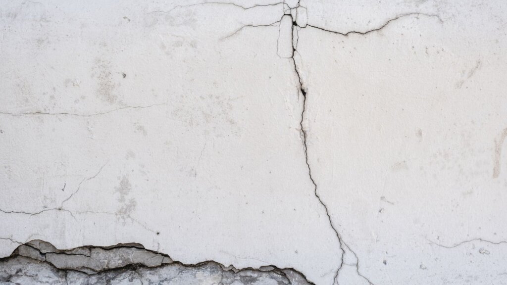 Crack in exterior wall of home.