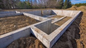 Foundation of a home being built.