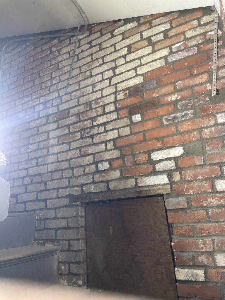 Recently repaired brick foundation in Boston, MA.