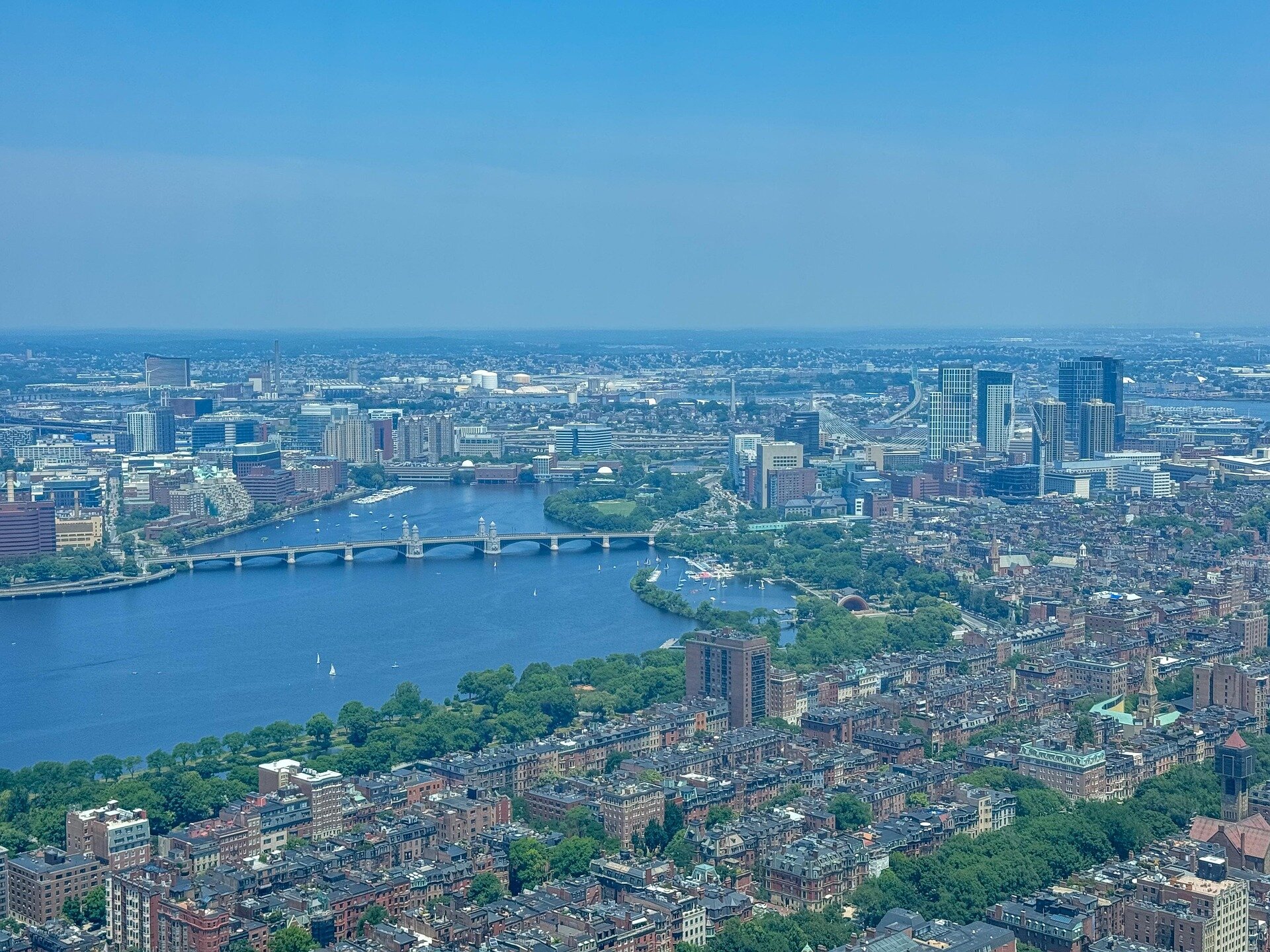 Aerial shot of Boston, MA.