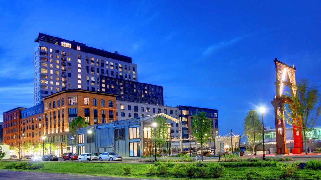 Cluster of buildings in Somerville, MA