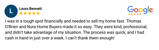 cash buyer property reviews in Nura Home Buyers
