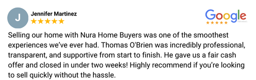 cash home buyer testimonials in Nura Home Buyers