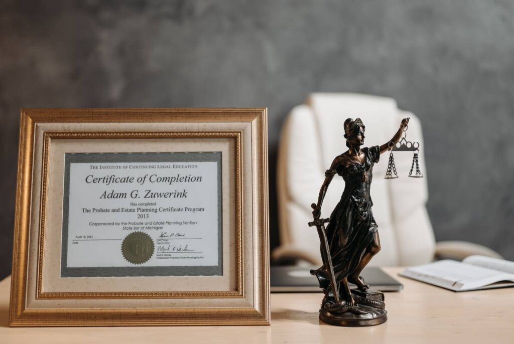 Legal certificate and scales of justice representing the Pennsylvania probate process for selling a house in probate