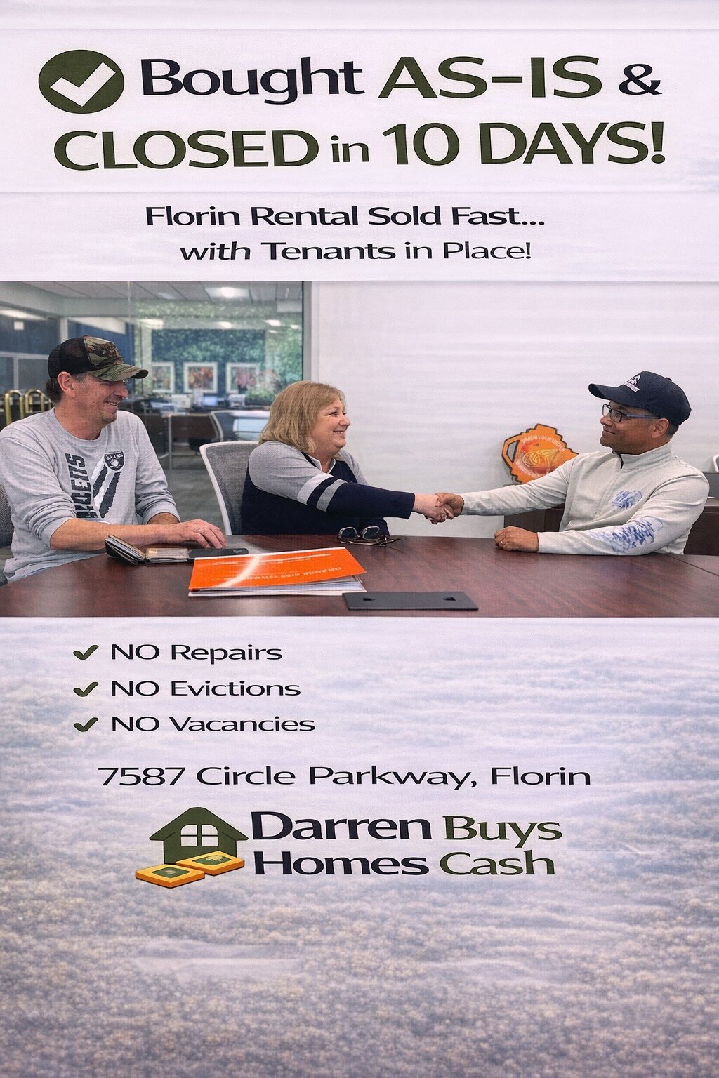 darren and sellers in florin at title company. i bought their rental with tenants