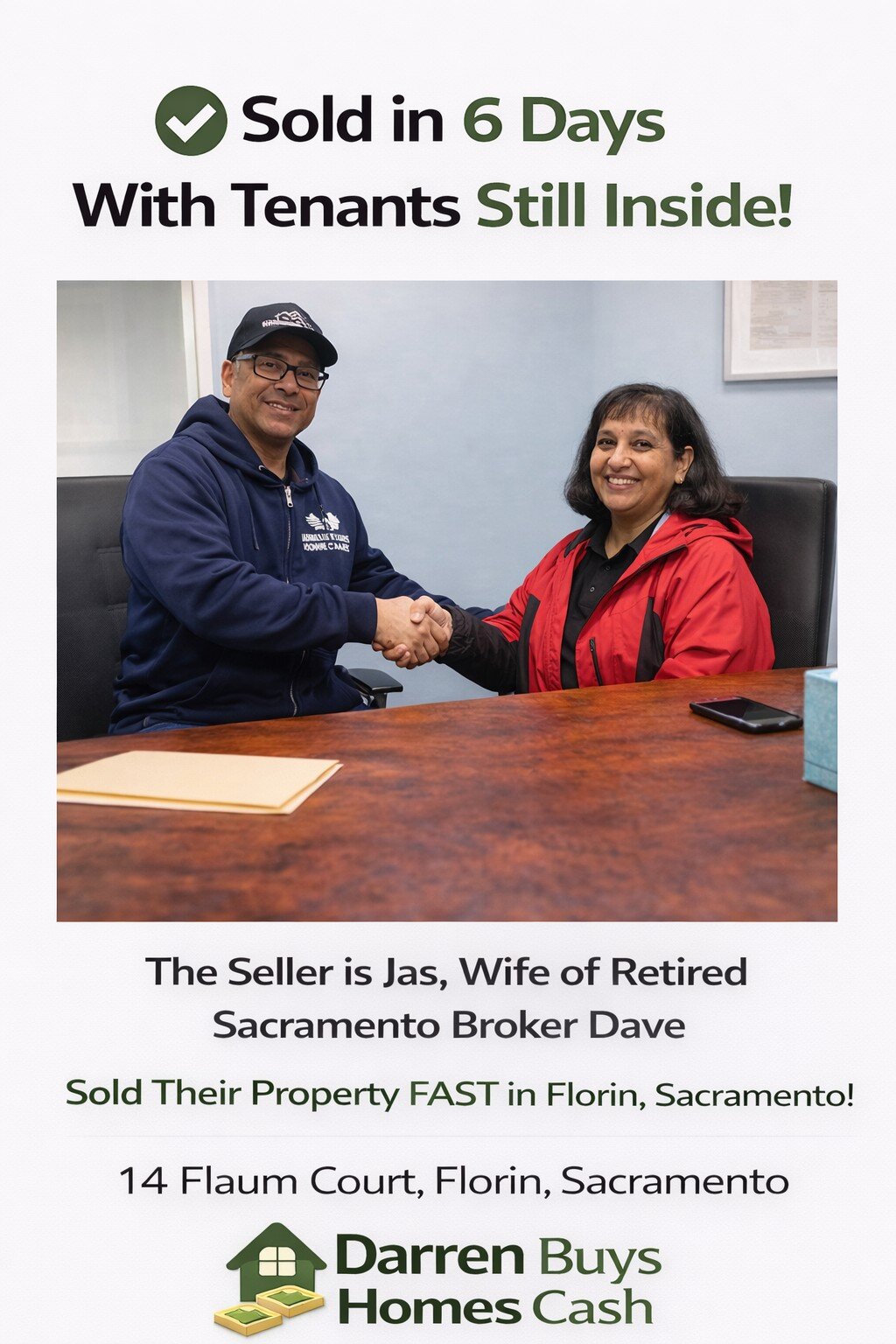 darren and sellers on closing day. we bought their home with tenants and closed in 6 days