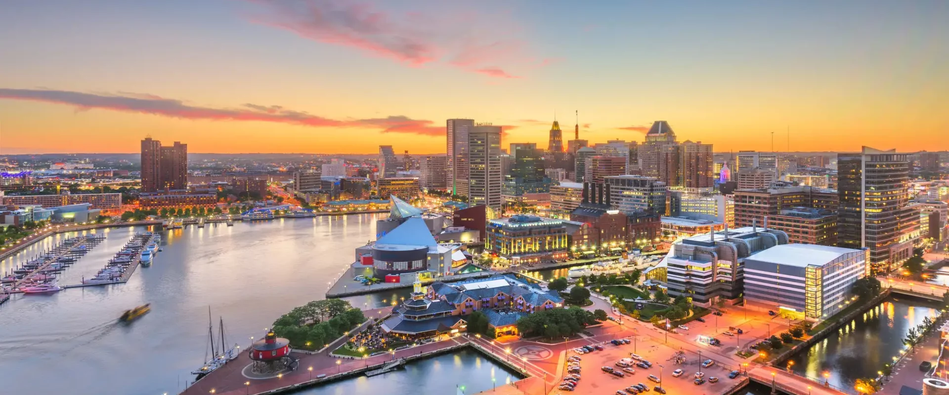 Baltimore Harbor in the evening