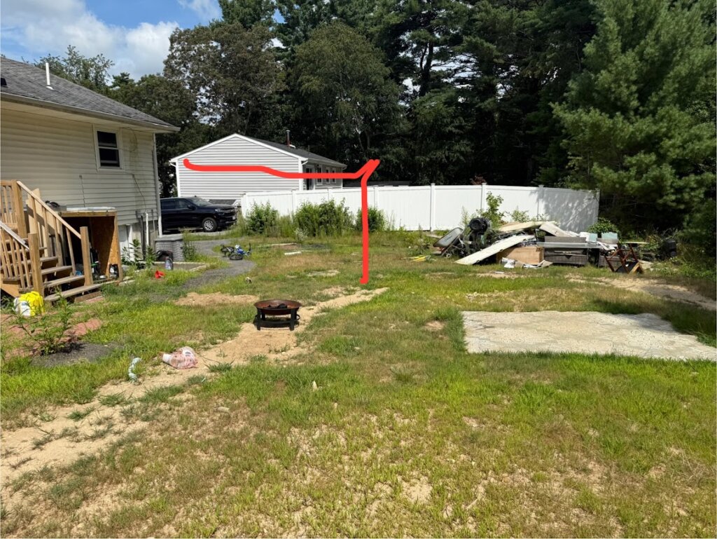 Property lot condition at 90 Esta Rd before full renovation