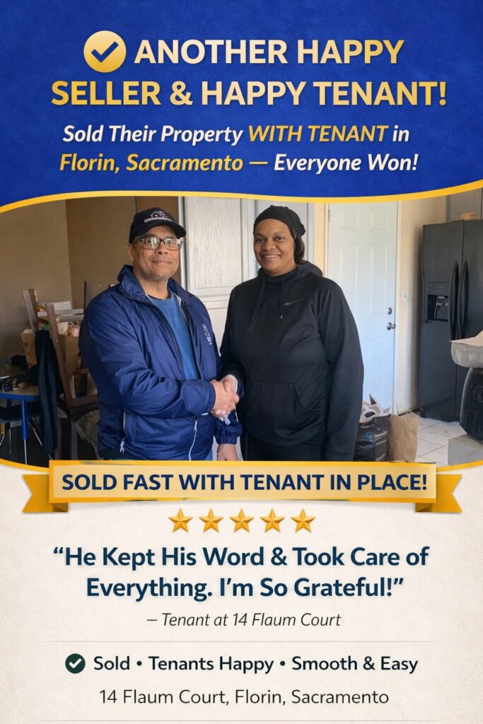 14 Flaum court tenant move out day-Darren and tenants shaking hands. He treated them with dignity and respect
