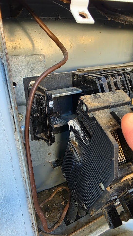 Burnt and damaged electrical box at Butternut property in Citrus Heights