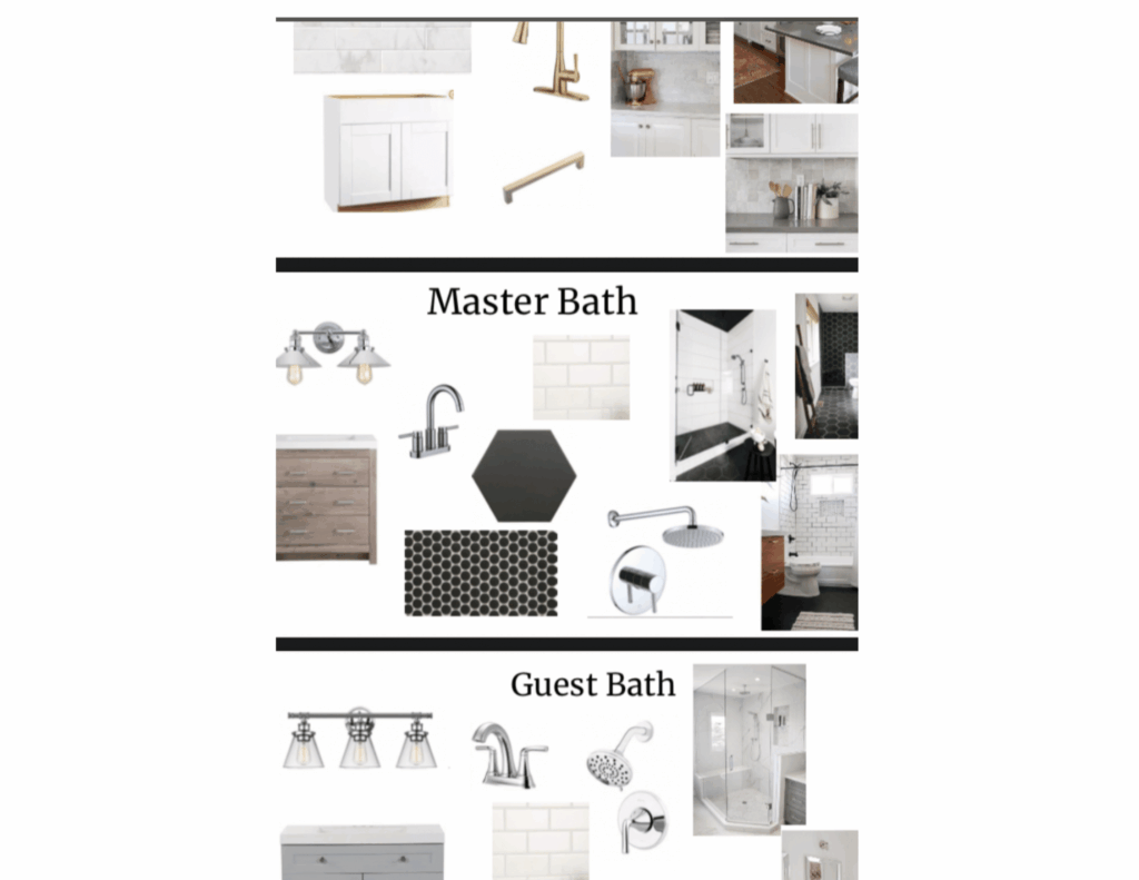 interior design board for a home remodel project in dallas