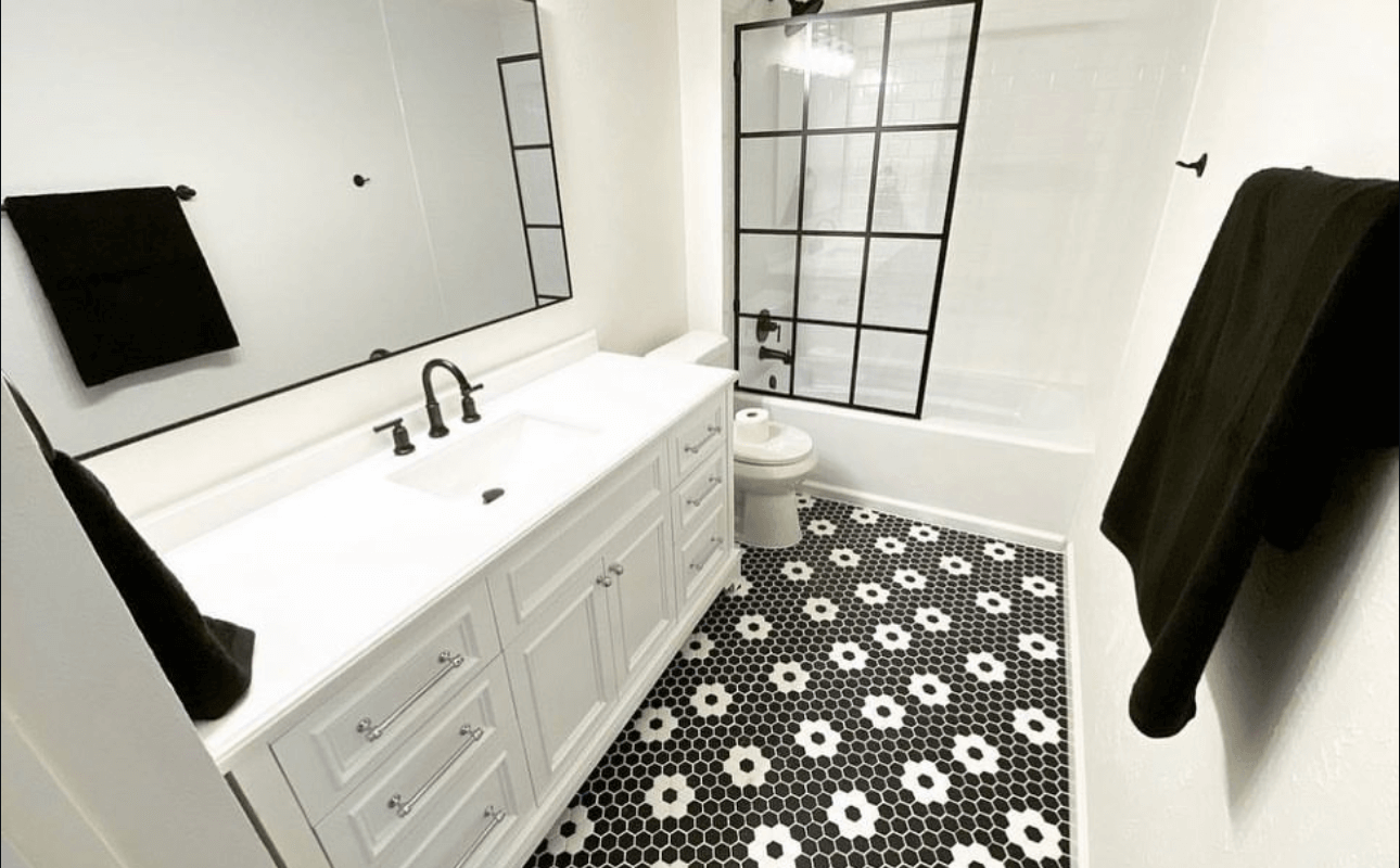 black and white bathroom remodel