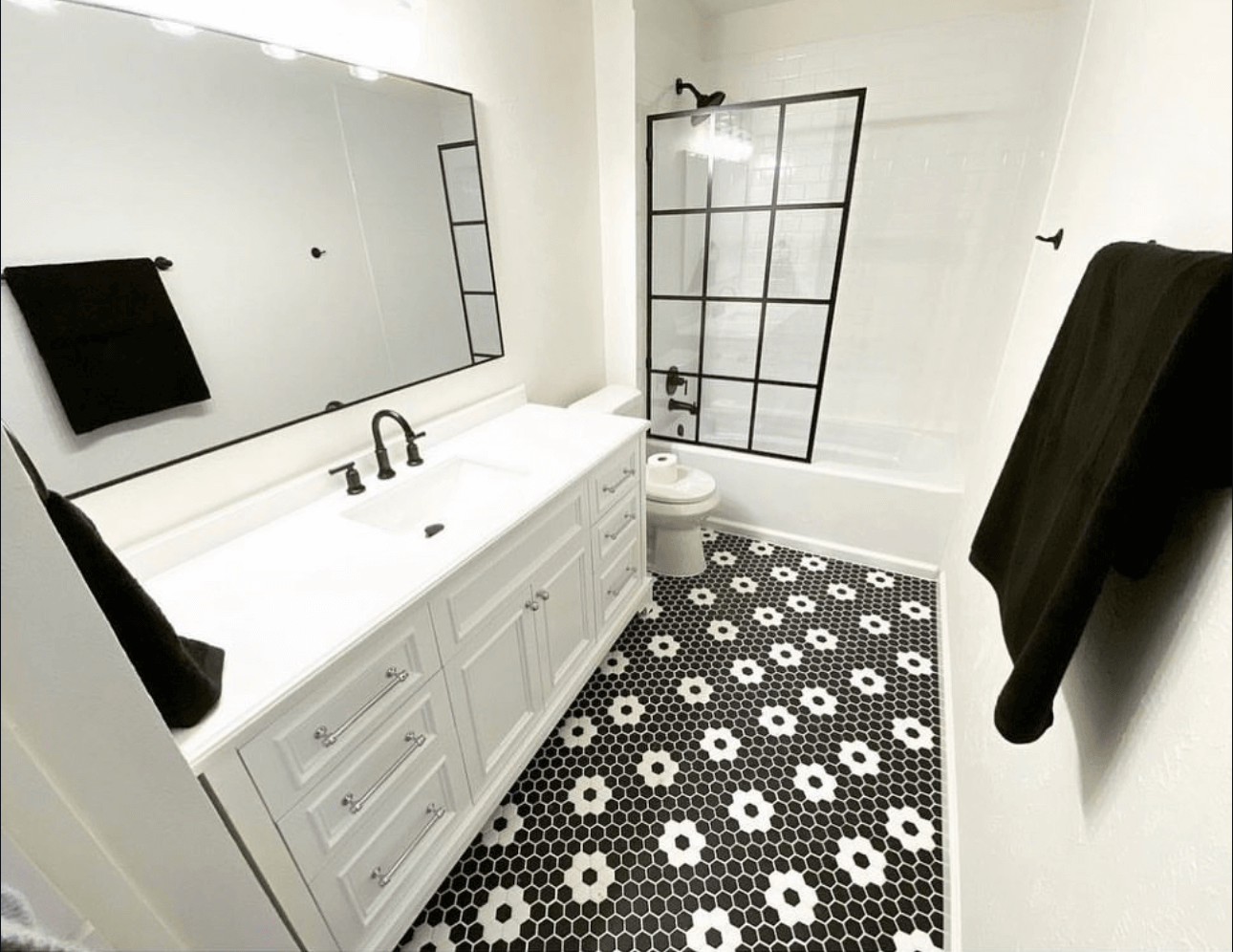 black and white bathroom remodel