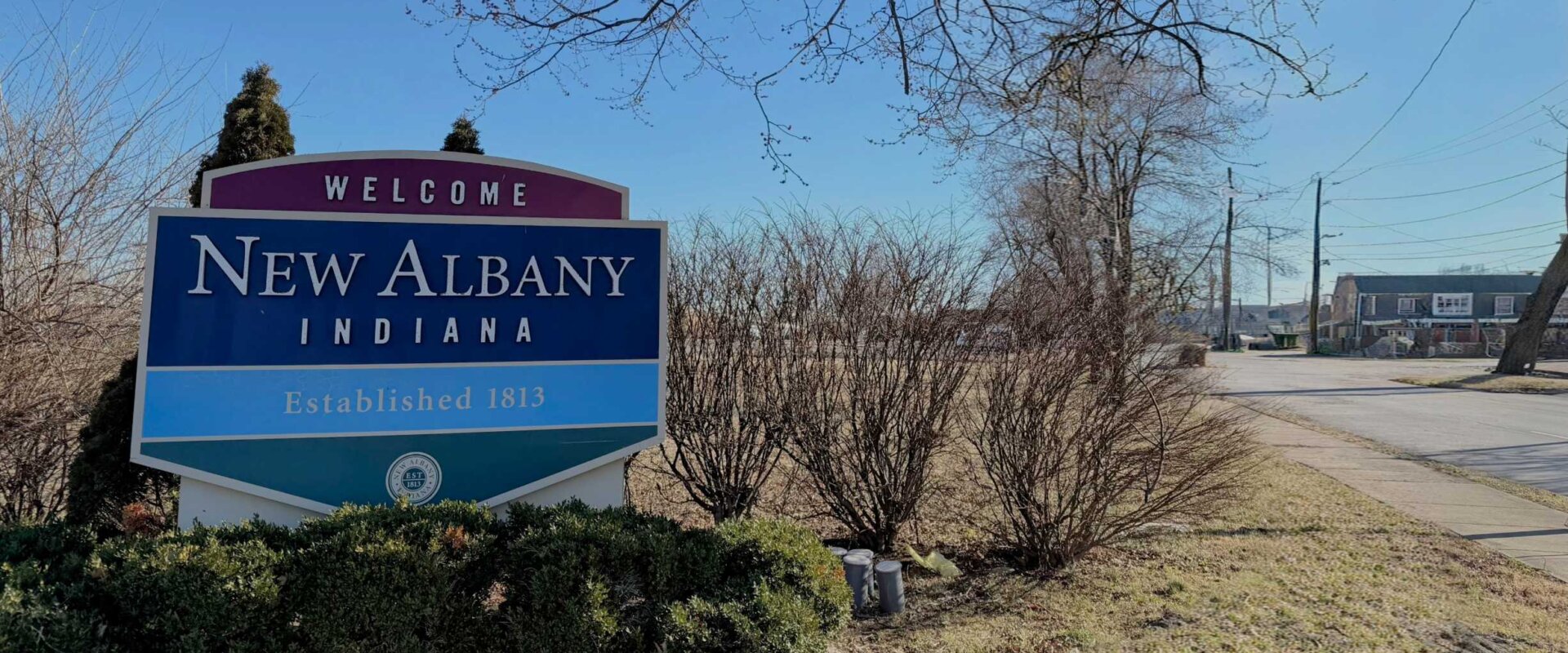Welcome sign in New Albany, Indiana