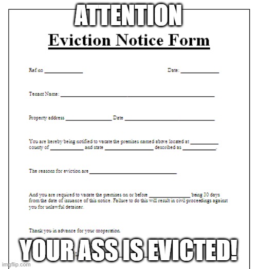 Squatter Eviction Form Meme