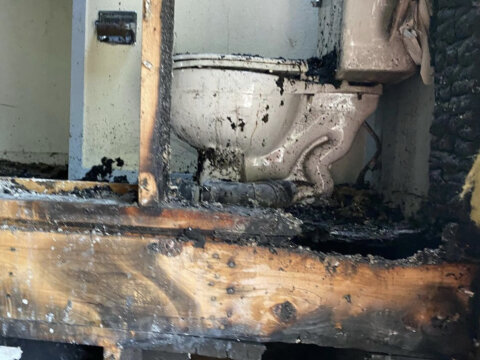 Fire Damaged House Bathroom