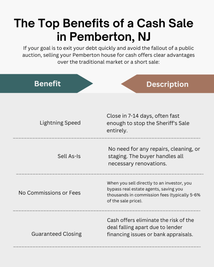Benefits of cash sale in Pemberton NJ